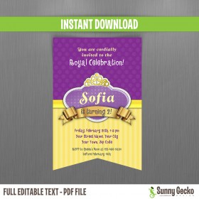 Disney Sofia the First Scroll Birthday Invitation